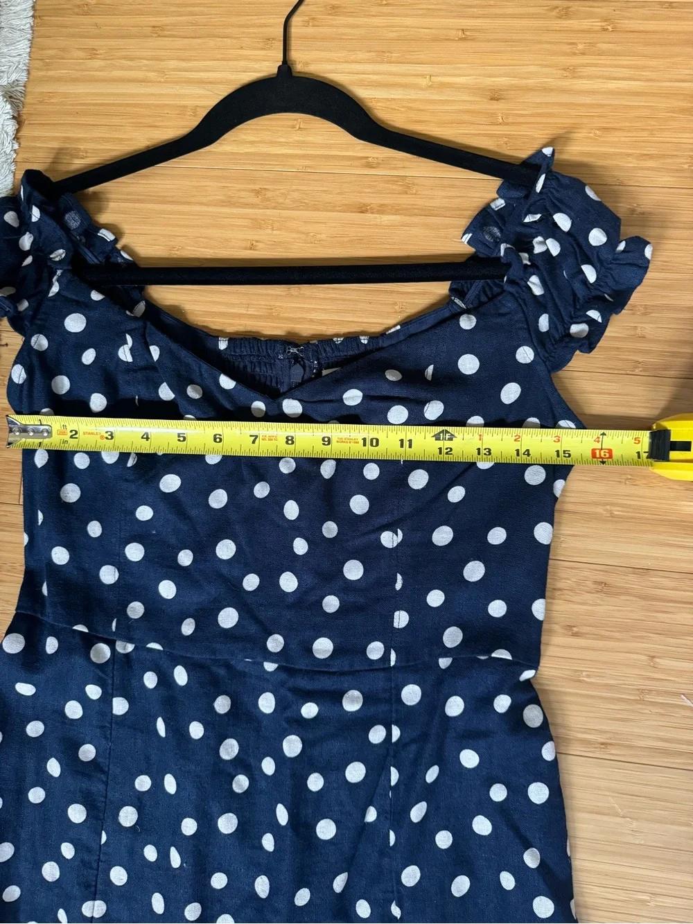 Abercrombie & Fitch Navy Polka Dot Mini Linen Dress size Medium - Picture 13 of 15